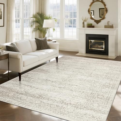 Srugn Washable Rugs 8x10 Area Rugs for Living Room,Ultra Soft Faux Wool Retro Rugs for Bedroom,Dining Room,Non Slip&Non-Sh...