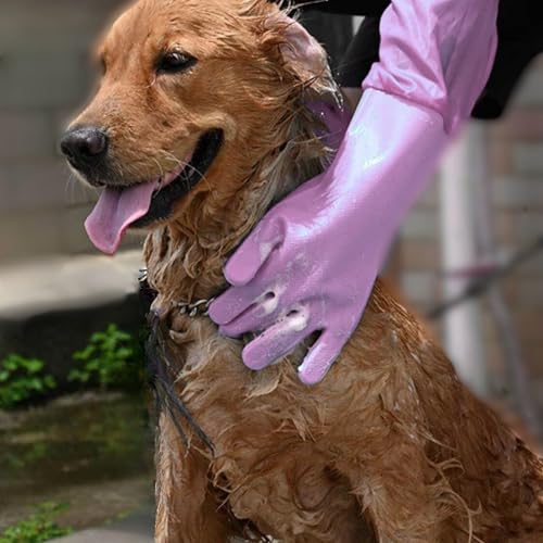 GALYNA Dog Washing Gloves, Pet Grooming Gloves with Soft Brushes, Bathing and Massaging for Dogs and Cats, Silicone Heat R...