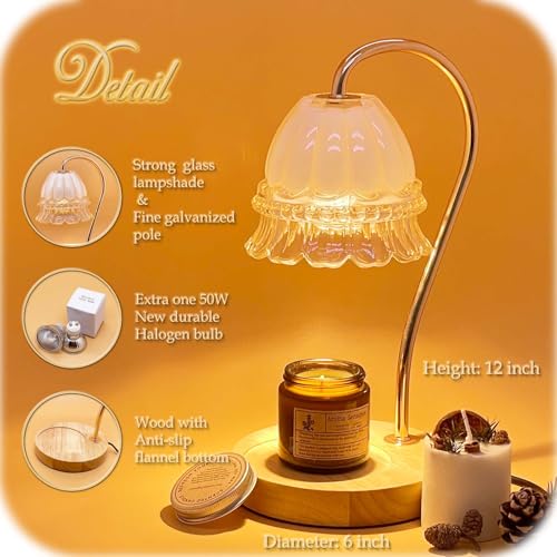 Candle Warmer Lamp with Timer Dimmer, Wax Warmer Lamp for Jar Candles with 2 Bulbs, for Women Mom, Best Valentine's Day an...
