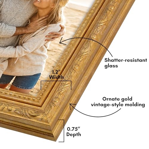 Americanflat 5x7 Picture Frame with Shatter-Resistant Glass - Vintage Frames with Easel - Ornate Picture Frames for Wall a...
