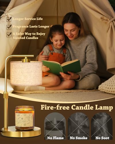 Candle Warmer Lamp with Timer Dimmer, Height Adjustable Candle Wax Warmer Candle Lamp for Jar Candles with 2 Bulbs, House ...