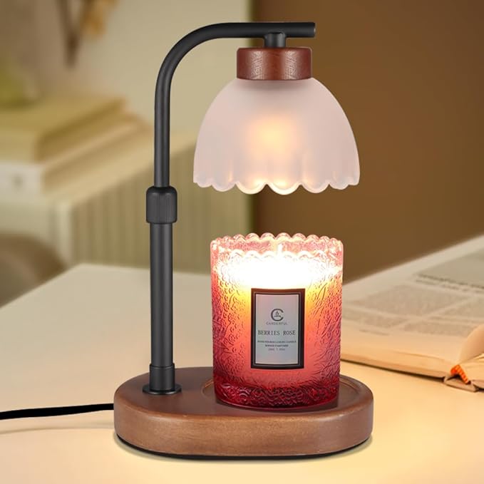 Dimmable Candle Warmer Lamp Adjustable Height Electric Wax Warmer for Jar Scented Candles Wax Melt Desk Light Suitable for...