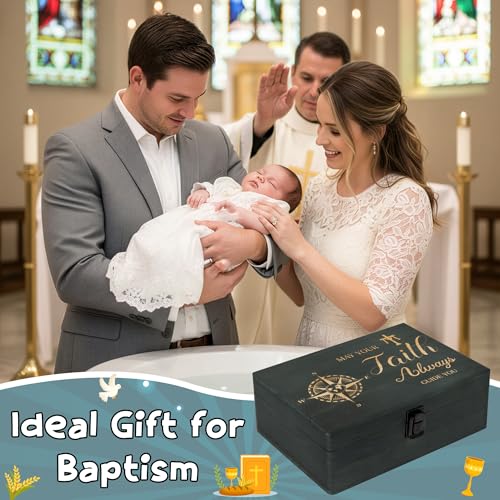 R HORSE Religious Confirmation Keepsake Box - Baptism Confirmation Gift for Teen Boy Girl, Wooden Engraved First Communion...