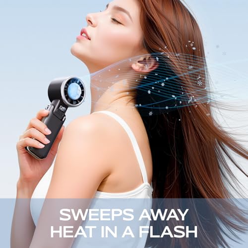 SHEWIND Portable Handheld Fan with Ice Cooling - 5 Gear High Speed Personal Turbo Fan Rechargeable, Up to 13 Hrs, Mini Han...