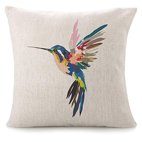 Throw Pillow Covers For Couch Humming Bird Bed Or Sofa Pillows Case Watercolor Fly Abstract Parrot Tropical Beautiful Blue...