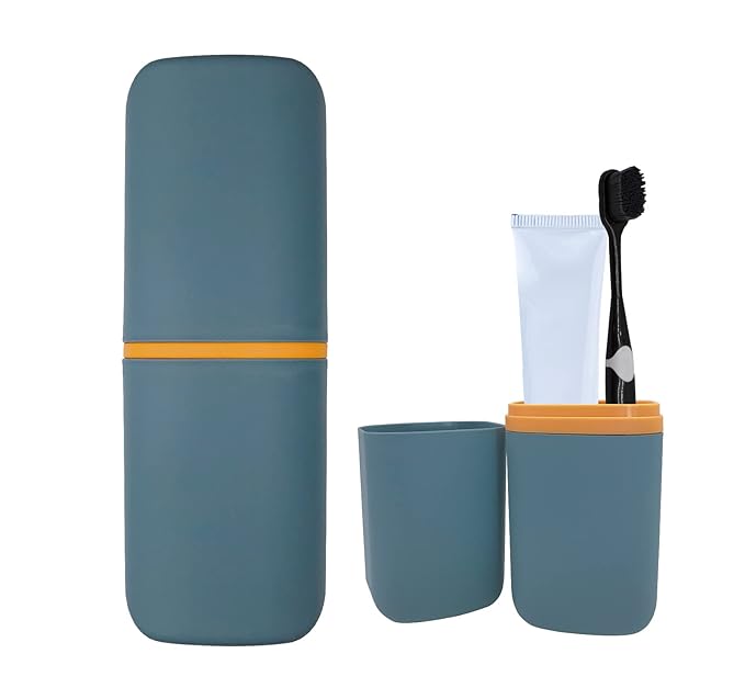 Travel Toothbrush Cup Case, Toothbrush Travel Container Portable Travel Toothbrush Holder Toothpaste Storage for School Ca...