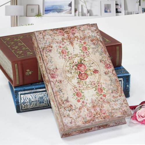 ZWUCAY Book Box Decorative Storage Box Faux Wood with Magnetic Cover Storage for Hidden Jewelry,Photos, Greeting Cards,Rem...