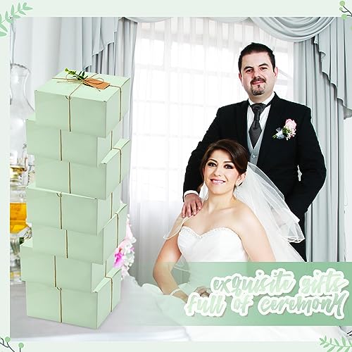 Crtiin 8 Pack Gift Boxes Set 8 x 8 x 4 Inch Green Paper Bridesmaid Proposal Gifts Box with Lids for Presents Wedding Brida...