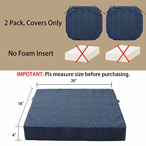 Magpie Fabrics Indoor Outdoor Cushion Cover Replacement 2 Pack, NO Insert! Water Repellent Slipcover with Ties Decor for P...