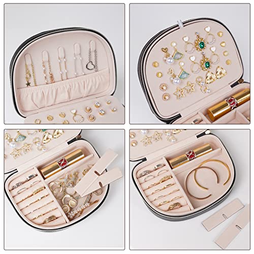 ProCase Travel Size Jewelry Box, Medium Portable Seashell-Shaped Jewelry Case, 2 Layer Jewelry Organizer in PU Leather for...