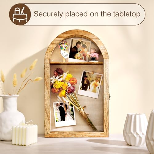DGWJSU Shadow Box Frame 10x16 Large Shadow Boxes Display Cases with Linen Back and Removable Shelves, Picture Frame Weddin...