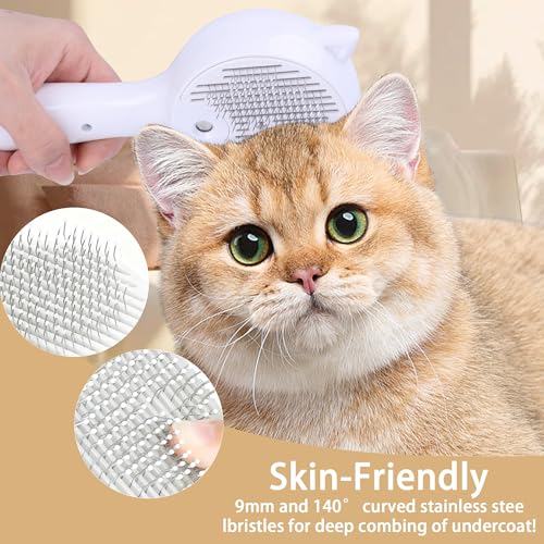 Pet Steam Brush for Cats & Dogs ，3-in-1 Pet Grooming Comb，Reduces Shedding, Soft Bristles, Promotes Healthy Coat-Comes - I...