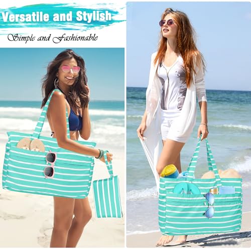 HUANLANG Extra Large Beach Bag Waterproof Beach Totes Bags for Women Men,Pool Bag with Zipper Wet Pocket