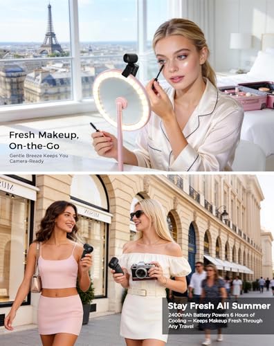 Handheld Fan Portable,0.26lb Mini Fan,4-Speed & 5000mAh rechargeable,USB-C Fast Charge & Power Display,Handheld/Clip-on Du...