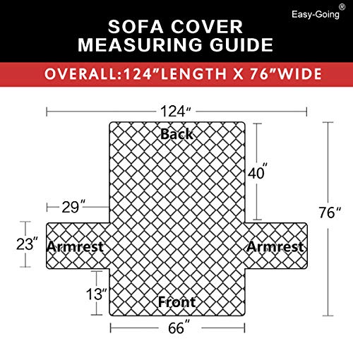 Easy-Going Reversible Couch Cover for 3 Cushion Couch Sofa Cover for Dogs Water Resistant Furniture Protector Cover with F...