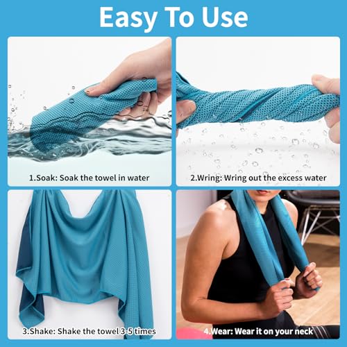YESLIFE 4 Pack Cooling Towels 40"x12", Gym Towels for Men and Women, Soft Breathable Workout Towels for Yoga, Running, Spo...