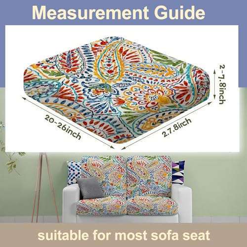 BBSET 8 Pcs Paisley Patio Sofa Cushion Cover Stretch Outdoor Sofa Seat Cushions Cover Indoor Replacement Couch Chair Slipc...