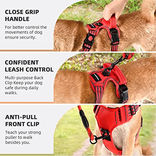 Juqiboom No Pull Dog Harness with A Free Heavy Duty 5ft Dog Leash, Adjustable Soft Padded Dog Vest, Reflective No-Choke Pe...