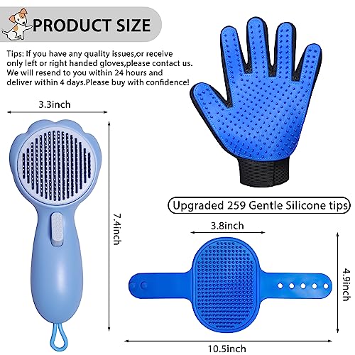 GJEASE Cat Grooming Glove Brush,Self-Cleaning Slicker Pet Brush for Short and Long Haired pats,Dog Bath Brush for Shedding...