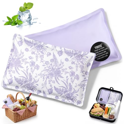 VIHOSE 2 Pcs Soft Ice Packs for Lunch Box and Cooler Bag Reusable Lightweight Long Lasting Cold Bottle Ice Pack for Lunch ...