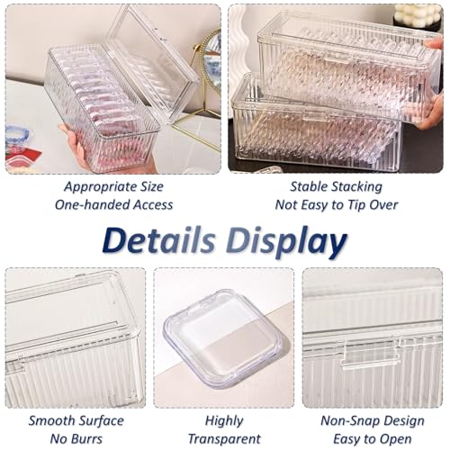 FYRLFB Clear Jewelry Storage Box, Acrylic Bracelet Organizer Holder with 12 Pcs 3.4 Inches Portable Anti Tarnish Cases, Tr...