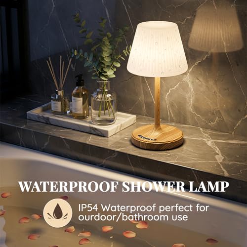 Shower Lamp Waterproof Bathroom Lamp for Inside Shower Bathtub, Rechargeable Cordless Table Lamp with 4000mah Battery, Tou...