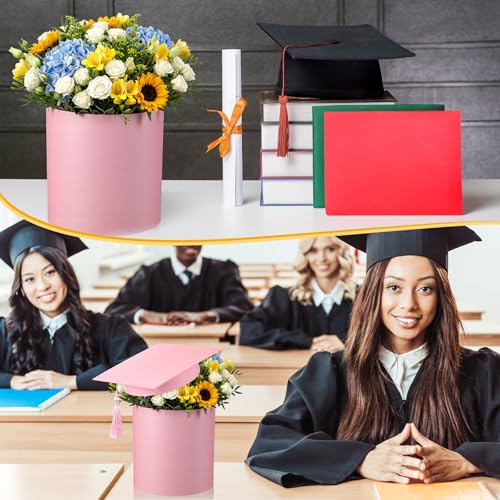 Weekgrat 2 Pack 2026 Graduation Cap Flower Gift Boxes Class of 2026 Cap Candy Box Empty Container with Tassel for Graduati...