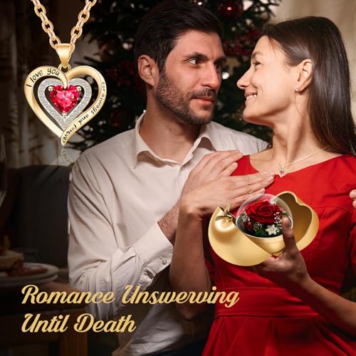 Tyvouflo Preserved Roses Forever Flowers Mother's Day Heart Necklace Gifts for Birthday Mom Her Wife Girlfriend Grandma on...