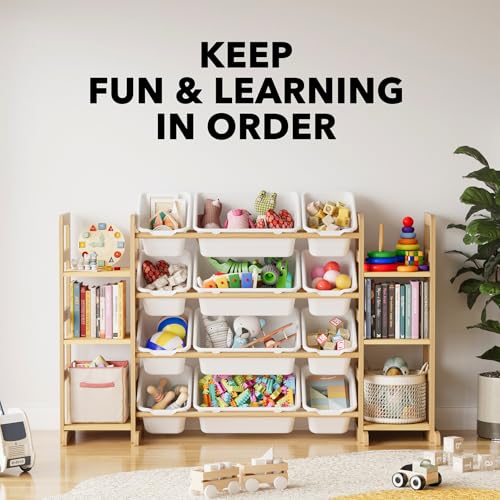 SpaceAid Toy Storage Organizer with 6 Shelves and 12 Bins, Bookshelf/Bookcase, Kids Bin Shelf, Toys Box for Playroom Organ...