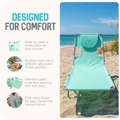 Ostrich the Original Chaise 72 x 22 Inch Lounge Portable Reclining Lounger, Outdoor Patio, Beach, Lawn, Camping, or Pool T...