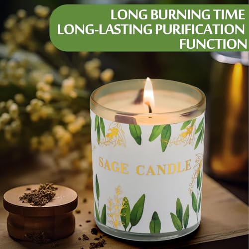 Candles, 6 Pack Sage Candle for Cleansing House Negative Energy, Scented Candles Gifts Set for Women, Crystal Candle Clear...