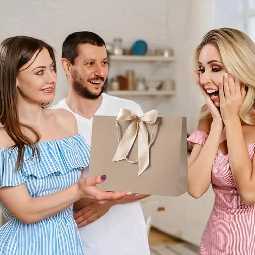 PASEOTA 12.6" Gift Bags Bulk, 10 Pcs Gift Bags with 20 Tissue Paper 10 Greeting Cards, Luxury Bag with Handles for Wedding...