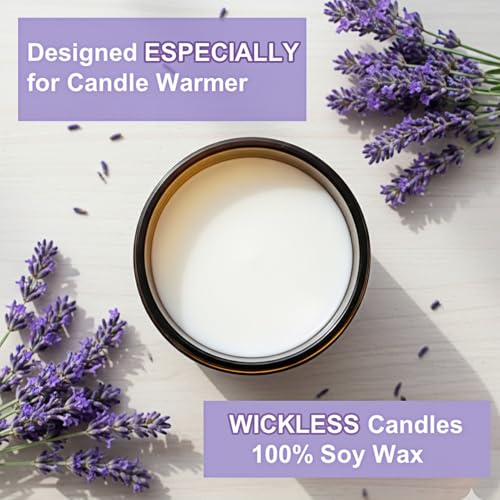 VOHO Lavender Wickless Candles for Candle Warmer Lamp, 9oz Soy Candle with Stirring Spoon & Lid, Wickless Lavender Aroma I...