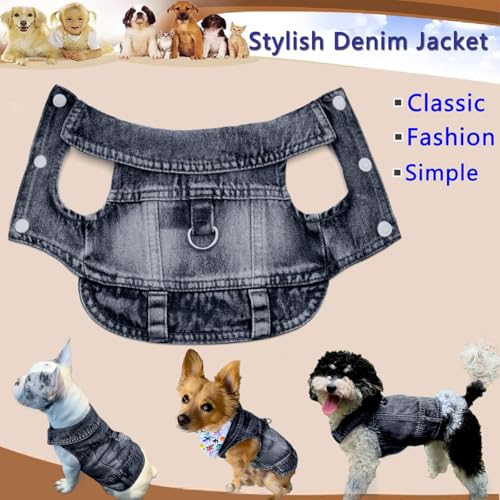 LKEX Dog Jean Jacket, Blue Denim Shirt Classic Lapel Vest Coat Costume Puppy T-Shirt, Comfort Tank Top Cool Apparel, Washe...