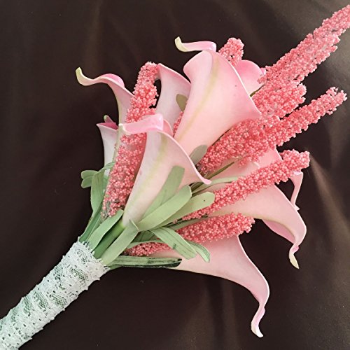 Lily Garden Mini 15" Artificial Calla Lily 10 Stem Flower Bouquets (Pink Lavender)