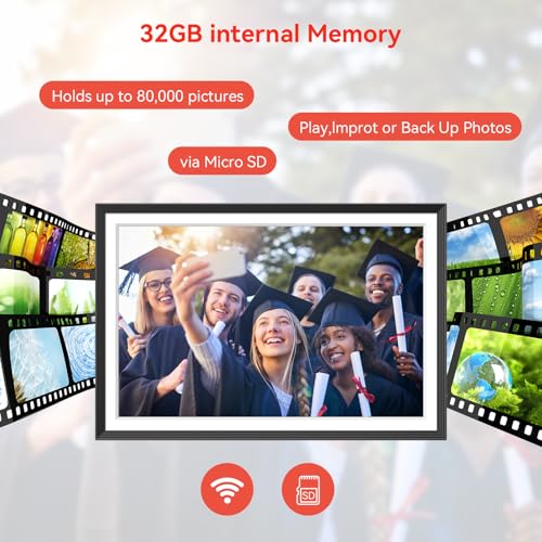Frameo 10.1 inch Digital Picture Frame, Smart WiFi Digital Photo Frame with 32G Memory, HD Touch Screen, Auto-Rotate, Slid...