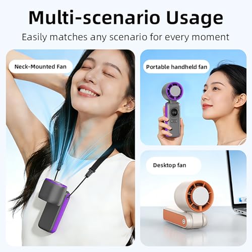 Portable Handheld Turbo Mini Fan with Semiconductor Ice Cooling,5 Gear Strong Wind,6000mAh Rechargeable Personal fan, Batt...