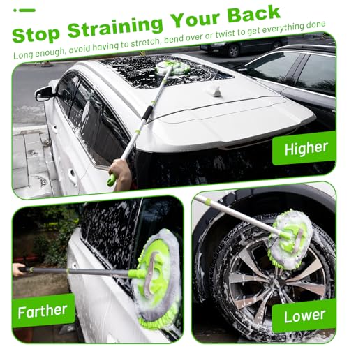 Ordenado 62" Car Wash Brush Kit Mitt Mop Sponge with Long Handle Chenille Microfiber Car Cleaning Brush Kit Supplies Car W...