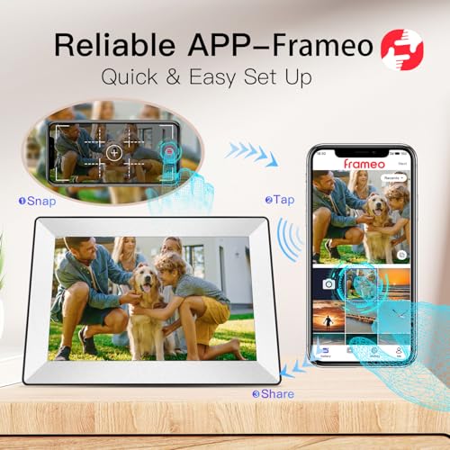 Frameo 10.1inch Digital Picture Frame WiFi Smart Digital Photo Frame 1280 * 800 IPS HD Touch Screen,16GB Memory Auto-Rotat...