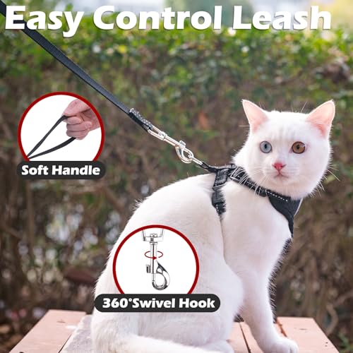 EXPAWLORER Cat Harness and Leash Set - Adjustable Escape Proof, Soft Reflective Vest Harness for Outdoor Walking, Breathab...