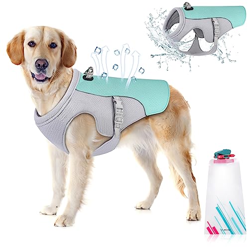 Dog Cooling Vest Dog Harness Cooler Jacket with Portable Water Bottle, for Walking Dog, Outdoor Camping and Hunting Traini...