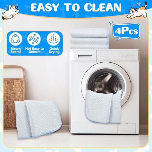 Chunful 4 Pack Pet Cooling Mat 18 x 14 Inches Cooling Pads for Cats Summer Ice Silk Self-Cooling Pet Mat Portable Washable...