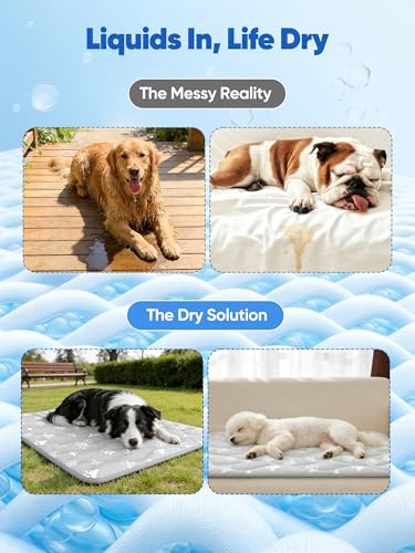 Rywell Super-Absorbent Cooling Mat for Dogs 44"x32" Arc-Chill 3.0 & Color-Changing Dog Cooling Mat, Stay Cool & Dry, Washa...