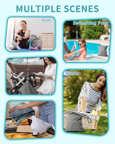 babygoal Wet Dry Bags 3 Pack, Waterproof Reusable Travel Bags for Swimsuits, Baby Cloth Diapers, Beach, Pool, Gym Bag & We...