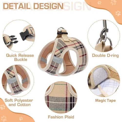 KOOLTAIL Dog Harness for Small Medium Dogs,Dog Harness and Leash Set, Step in No Pull Soft Mesh Padded Adjustable and Refl...