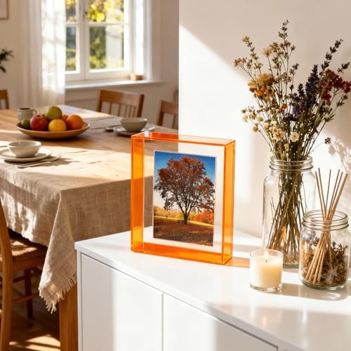 Mutellstory 8x10 Acrylic Picture Frame Neon Floating Photo Frame for Wall Mount and Tabletop Decorative in Gallery Home Of...