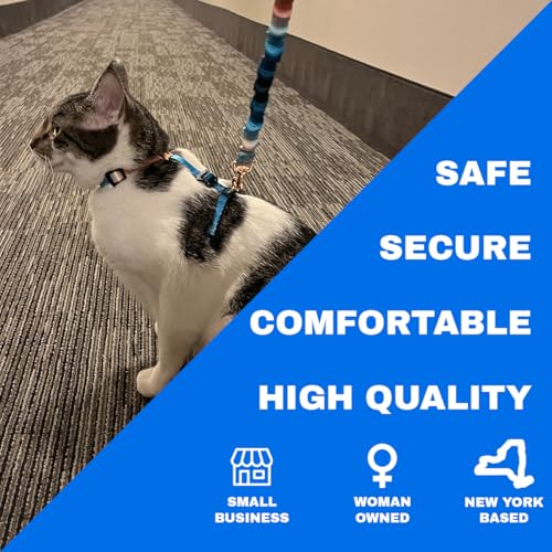 Travel Cat Harness and Bungee Leash Set - 2 in 1 Adjustable Escape Proof Cat Harness & Leash for Small, Medium, Large Cat...