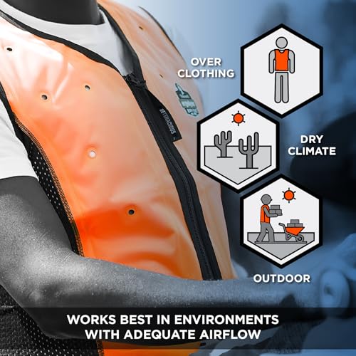 Ergodyne Chill-Its 6685 Evaporative Cooling Vest, Drip Free Cooling, Breathable Comfort, Easy Activation