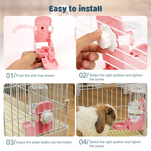 Rypet Rabbit Water Bottle No Drip - 17oz Hanging Water Fountain Automatic Dispenser Pet Cage Water Feeder for Bunny Chinch...