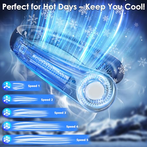 AUIIAH Portable Lightweight Neck Fan with Neck Support, Birthday Gifts for Men Women Dad Mom, Rechargeable Personal Wearab...